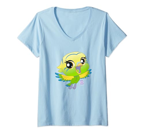 Womens Littlest Pet Shop Edie Von Keet Adorable Bird Portrait V-Neck T-Shirt