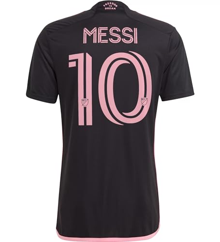 adidas Men's Soccer Inter Miami 23/24#10 Messi Away Jersey - Glittering Design, Moisture-Wicking Fabric (US, Alpha, Large, Regular, Regular)