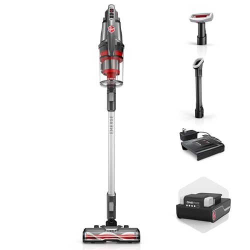 Hoover ONEPWR WindTunnel Emerge Cordless Lightweight Stick Vacuum Cleaner, with Above Floor Cleaning, Multi-Surface Brush Roll, Self-Standing, Powerful Suction, BH53605V, Silver