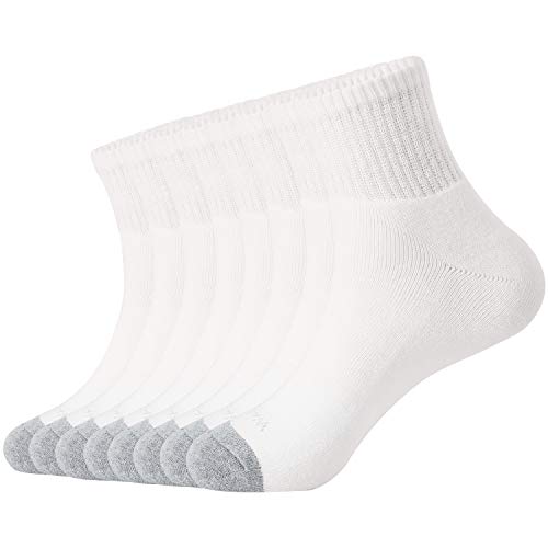 WANDER Men's Athletic Ankle Socks 3-8 Pairs Thick Cushion Running Socks for Men&Women Cotton Socks 7-9/9-12/12-15 (8 Pair A-white, Shoe Size: 9-12)