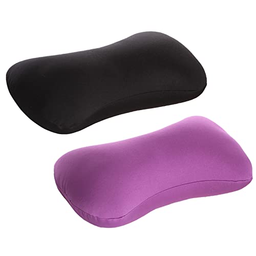 2 Pack Microbead Neck Pillow Squishy, Bone Headrest Pillow Neck & Cervical Support Bolster Cushion Comfortable Soft Universal Tube Pillow for Home Sofa Bed Travel Car Sleeping (Black + Purple)