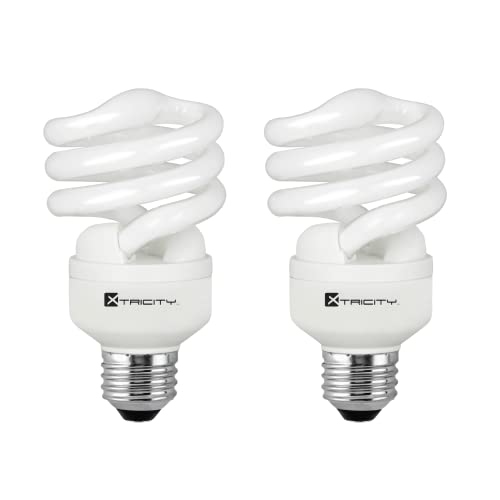 Xtricity Compact Fluorescent Light Bulb T2 Spiral CFL, 5000k Daylight, 13W (60 Watt Equivalent), 900 Lumens, E26 Medium Base, 120V, UL Listed (Pack of 2)
