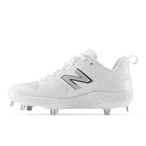 New Balance Women's Fresh Foam Velo V3 Softball Shoe, White/Rain Cloud, 8.5