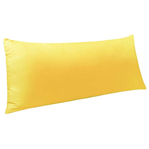 NTBAY Body Pillowcase - Brushed Microfiber 20x54 Pillowcase - Soft, Wrinkle-Free, Fade-Resistant, Stain-Resistant, Yellow Body Pillow Cover with Envelope Closure - 20x54 Inches, Yellow