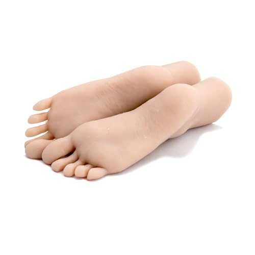 JUYO VONSAN Silicone Feet Realistic Female Feet Model 1 Pair Lifesize Female Mannequin Foot for Shoe Sock Jewerly Display Tattoos