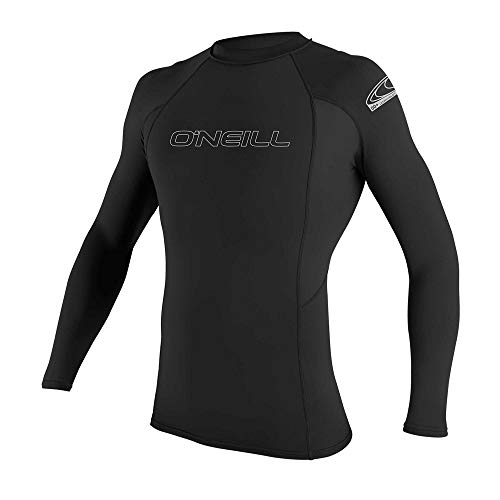 O'Neill Wetsuits Men's Basic Skins UPF 50+ Long Sleeve Rash Guard, Black, XL