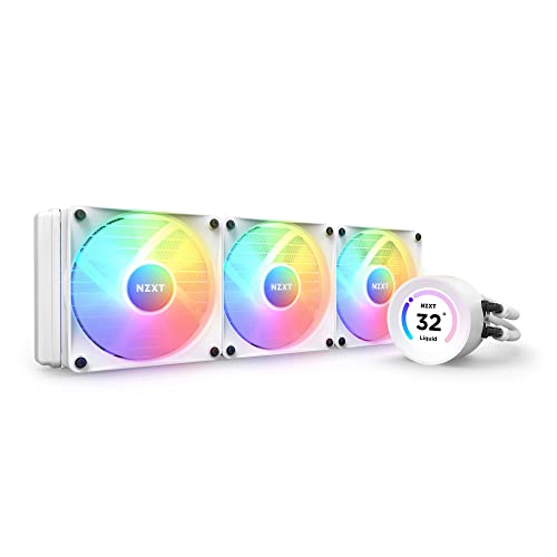 NZXT Kraken Elite 360mm RGB AIO CPU Liquid Cooler with Customizable LCD Display, High-Performance Pump, and 3 RGB Fans - White