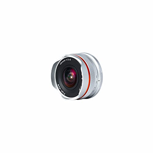 Brightin Star 10mm F5.6 Fisheye Wide Angle APS-C Manual Foucus Mirrorless Camera Lens, Fit for Sony Alpha ZV-E10, A7IV, A6400, A7II, A7SIII, A7III, A7C, A6600, A6100, A7RIV, A6000, A7RIII(Silver)