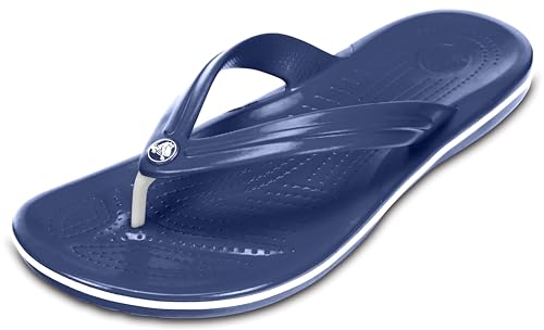 Crocs Unisex Crocband Flip Flops, Navy, 7 Men/9 Women