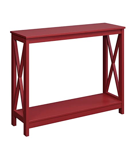 Convenience Concepts Oxford Console Table with Shelf, Cranberry Red