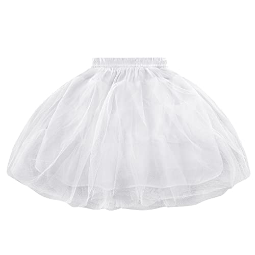 LULUSILK Girl’s Hoopless Petticoat Crinoline with 3 Layers, Flower Girl Underskirt, White