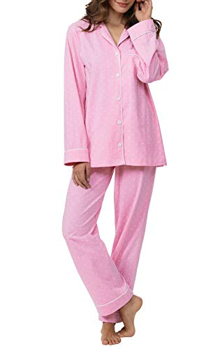PajamaGram Pajamas for Women Soft - Cotton Jersey Ladies Pajamas, Pink, L, 12-14