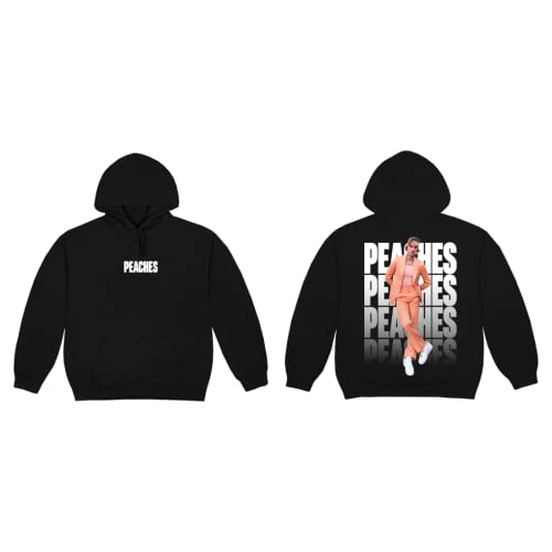 Justin Bieber Official Peaches Unisex Pullover Hoodie Sweatshirt Front And Back Print, X-Large Black