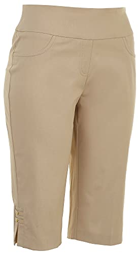 Hearts of Palm Womens Solid Skimmer Shorts 6 Beige