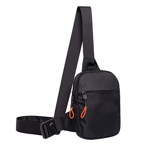 MJNUONE Mini Sling Chest Bag Waterproof Small Crossbody Bag Multi-purpose Lightweight Sling Bag for Men and Women (Black)