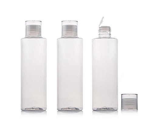 3PCS Empty Clear Refillable Plastic Toner Lotion Cleanser Bottle Jars Travel Cosmetic Storage Container Packing Holder Organizer for Makeup Water Essential Oil Shampoo Shower Gel (250ml/8oz)