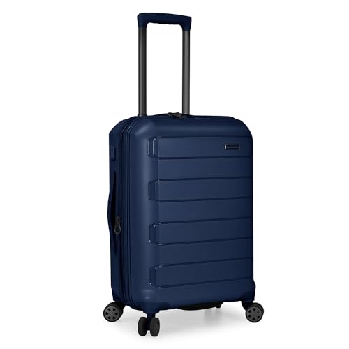 Traveler's Choice Pagosa Indestructible Hardshell Expandable Spinner Luggage, Navy, Carry-on