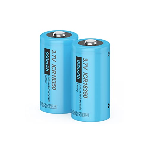 18350 3.7V 900mAh Rechargeable Battery with Button top Battery 2 Pack