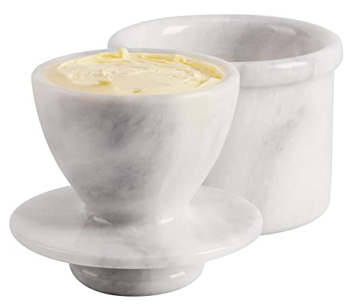 Radicaln Marble Butter Keeper White Cover Pot Handmade French Butter Storage - Crock Keeper for Kitchenware