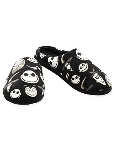 Disney The Nightmare Before Christmas Jack Sally Adult Women's Scuff Slide On Slippers (Large, Black)