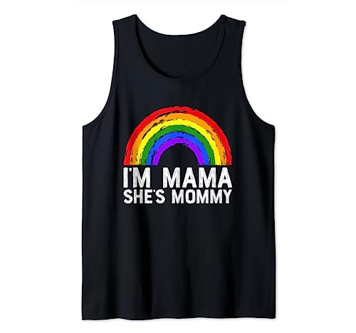 I'm Mama She's Mommy LGBT Rainbow Lesbian Gay Couple Mom Tank Top