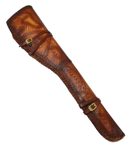 Historical Emporium Western Rifle Shotgun Scabbard Lined Tooled Leather Harvest Brown