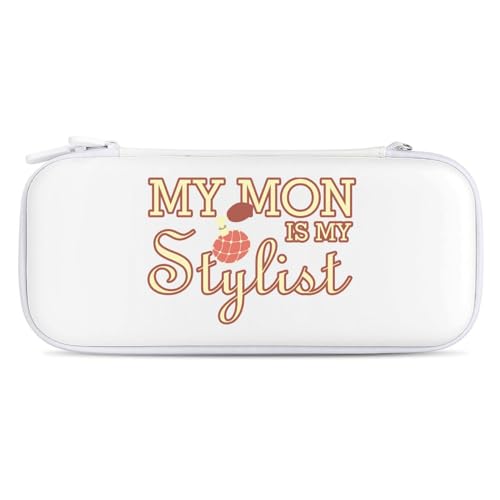 My Mom is My Stylist Compatible with Switch Case with Wristlet Travel Carrying Bag Holds 15 Game Cartridges White-Style-8