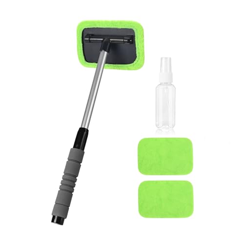 X XINDELL Windshield Glass Cleaning Tools, Microfiber Cloth Car Cleaning Tool with Extendable Handle and Reusable Cloth Auto Interior Accessories Glass Cleaner (Extendable)