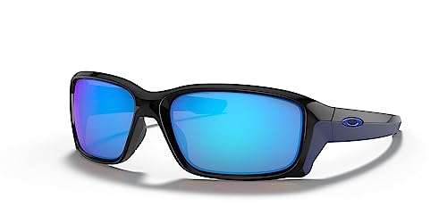 Oakley Men's OO9331 Straightlink Rectangular Sunglasses, Polished Black/Sapphire Iridium, 61 mm + 1