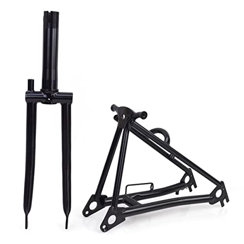 Vehicledigital Titanium Front Fork and Rear Triangle Bike Frame for Brompton Folding Bicycle 16 Inches Ultra Light Grade9 Ti Frame (Matte Black Fork&Frame Set)
