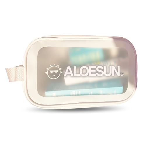 ALOESUN Beach Bag | Waterproof Clear Organizer Pouch with Zipper for Skin Care Accessories, Travel Cosmetic Makeup, Toiletries, Hair Products | Transparent Traveling Purse for Women and Men