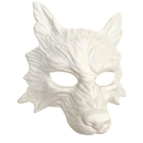 MasqStudio White Wolf Mask Animal Masquerade Halloween Mask Costume Cosplay Party mask (White)
