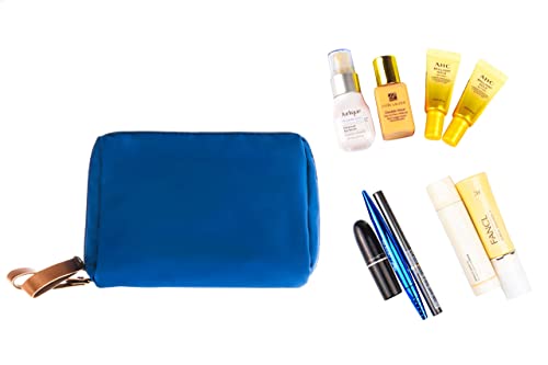 Kososuru Small Makeup Bag for Purse Portable Waterproof Cosmetic Bag Travel Makeup Pouch for Women (Blue, Square)