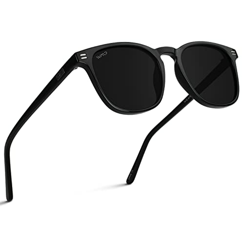 WearMe Pro Polarized Modern Rounded Square Men's Sunglasses (Black/Black Lens)