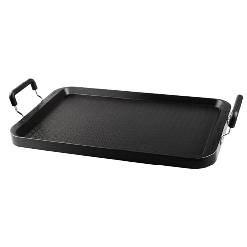 Vayepro Stove Top Flat Griddle,2 Burner Griddle Grill Pan for Glass Stove Top Grill,Aluminum Pancake Griddle,Non-Stick Top Double Burner Griddle for Gas Grill, Camping/Indoor