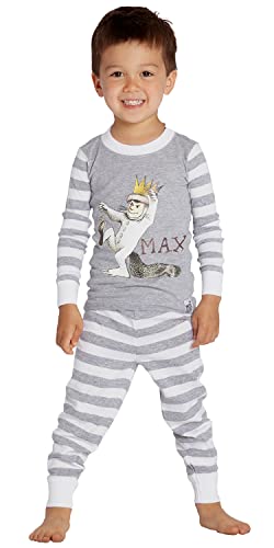 Where The Wild Things Are Boys' Toddler Max' Cotton Pajama Set, Gray, 3T