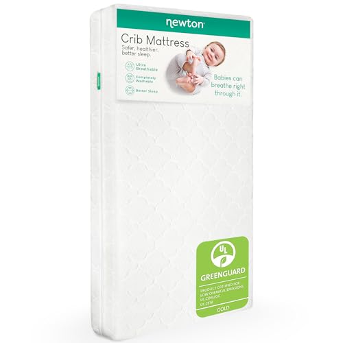 Newton Baby Crib Mattress and Toddler Bed - 100% Breathable Proven to Reduce Suffocation Risk, 100% Washable, 2-Stage, Non-Toxic Better Than Organic, Removable Cover - Deluxe 5.5' Thick- White