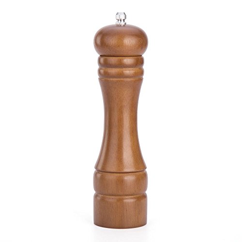 IEOVO 8' Wood Pepper Mill, Solid Wood and Adjustable Ceramic Grinder, Brown…