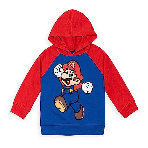 Super Mario Nintendo Toddler Boys Fleece Pullover Hoodie Red/Blue 5T