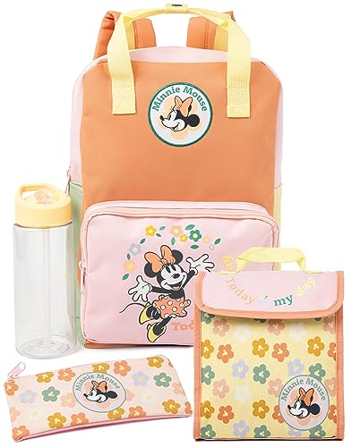 Disney Minnie Mouse Backpack Set | Girls' 4-Piece School Bag Set | Magical Merchandise | Coordinated Accessories