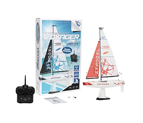 PLAYSTEAM Voyager400 2.4GHz RC Motor Powered Sailboat in Red - 26' Tall