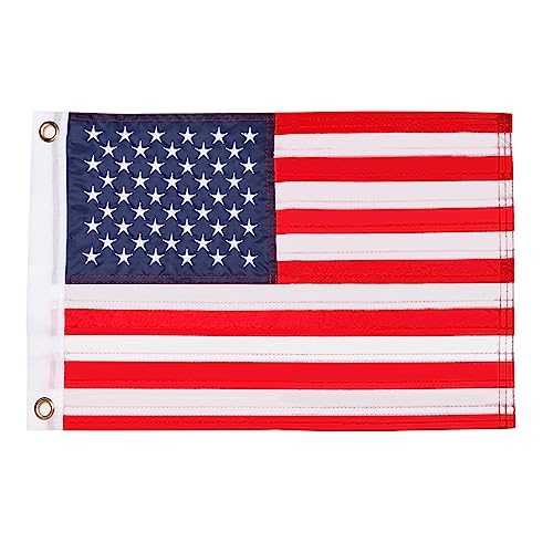 HOOSUN American Flag 12.5' x 18' Small American Flag For Boats,4th Of July Decorations Outdoor,Patriotic Flag With Embroidered Stars,Small USA Flag,Mini Flag Patriotic Decorations For Outside Bike Car