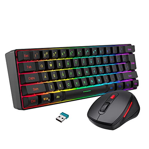 Snpurdiri 60% Wireless Gaming Keyboard and Mouse Combo, Include 2.4G Small Mini Merchanical Feel Keyboard, Ergonomic Design Vertical