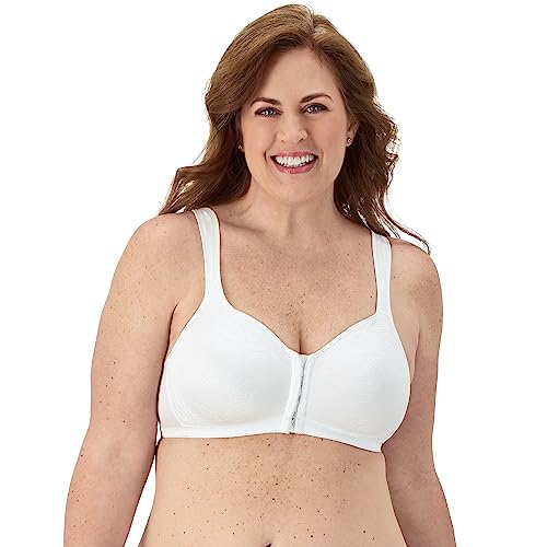 Playtex Women's 18 Hour Extra Back Support Front Close Wireless Bra Use52E with 2-Pack Option, White