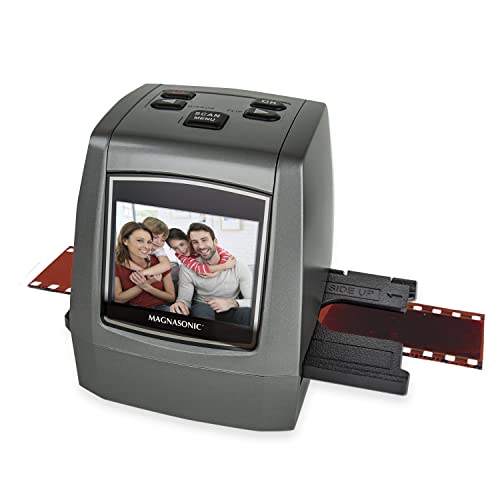 Magnasonic All-in-One High Resolution 24MP Film Scanner, Converts 35mm/126KPK/110/Super 8 Films, Slides, Negatives into Digital Photos, Vibrant 2.4' LCD Screen, Impressive 128MB Built-in Memory