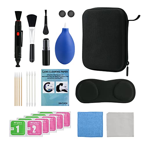 RHOTALL VR Headset Cleaning Accessories Kit, 19 in 1 Lens Cleaning Case Accessories with Lens Protector and Thumb Caps for Meta/Oculus Quest 3 & 2 /Hololens 2, Various Cleaning Tools for Xbox/Camera