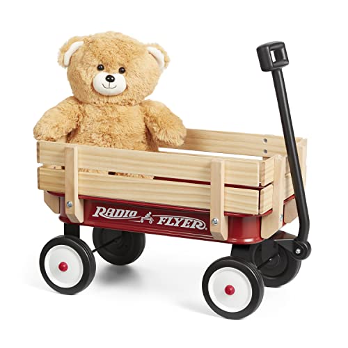Radio Flyer My 1st Steel & Wood Toy Wagon with Teddy Bear, 19' Long Toy Wagon for Kids 1.5+