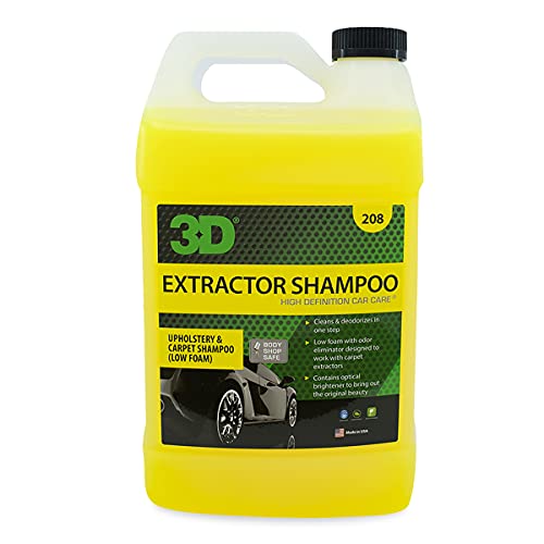 3D Extractor Carpet Cleaner Shampoo for Machine Use - Upholstery Cleaner, Stain Remover & Odor Eliminator - Low Foam, No Residue Formula 1 Gallon