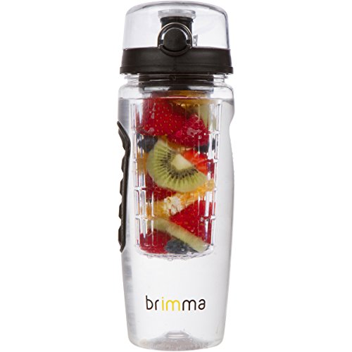 Brimma Fruit Infuser Water Bottle - 32 oz Large, Leakproof Plastic Fruit Infusion Water Bottle for Gym, Camping, and Travel