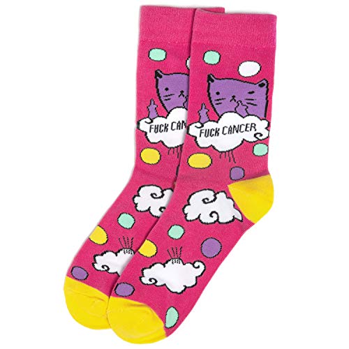 Lavley Medical Themed Socks for Nurses, Doctors and Cancer Survivors - Unisex Style for Men and Women (US, Alpha, One Size, Regular, Regular, F Cancer Cat)